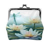 Dragonfly with Water Lily - Print Women's Compact Coin Purse with Lock Waterproof for Travel Gifts