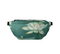 Dragonfly with Water Lily Printed Waist Bag Adjustable Bum Bag Lightweight Travel Waist Fanny Pack Belt for Walking Cycling Hiking Travel