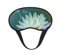 Dragonfly with Water Lily Sleep Mask for Women Men Eye Mask for Sleeping Light Blocking Sleeping Mask with Elastic Strap Blindfold for Flight Nap Soft Breathable Travel Eye Cover for Side Sleeper