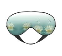 Dragonfly with Water Lily Sleep Mask Night's Sleep Soft Eye Mask Adjustable Strap Works Nap Position Sleeping Aid