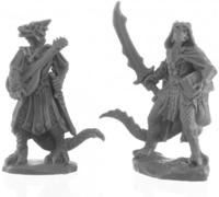 Dragonfolk Bard and Thief Miniature 25mm Heroic Scale Figure Bones Black Reaper Miniatures, 44145