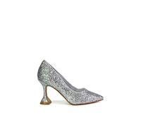 'Dragonfruit' Glitter Pumps Pointed Toe Sparkly Heel Court Shoes XY London Silver 4