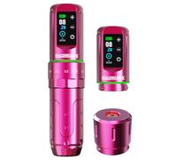 Dragonhawk L3 Cordless/Cord Tattoo Gun Rotary Pen Machine, Powerful Mcore-L Tattoo Motor, 7 Strokes Length 2,000mAh Battery Power Supply Pink Color for Pro Artists (2 Batteries)