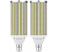 DragonLight Super Bright 100W B22 Bayonet Cap LED Corn Light Bulbs (700 Watt Equivalent) - 5000K Daylight 12,000 Lumens for Large Area Lighting, Pack of 2