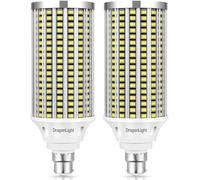 DragonLight Super Bright 60W B22 Bayonet Cap LED Corn Light Bulbs (200 Watt Metal Halide/HID/HPS Replacement) - 6000K Daylight 7200 Lumens, Pack of 2