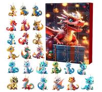 Dragons Advent Calendar 2024, 24 Pcs Acrylic Christmas Tree Decorations, 2D Cute Dragon Christmas Hanging Ornament, 24 Days Christmas Countdown Calendar for Xmas Tree Door Windows (A)