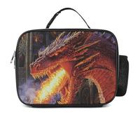 Dragons Breathing Fire Insulated Lunch Bag Adults Portable Picnic Tote Bag with Detachable Handle