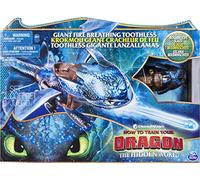 Dragons DreamWorks, Giant Fire Breathing Toothless, 20-inch with Fire Breathing Effects and Bioluminescent Colour, for Kids Aged 4 and Up (Styles Vary)