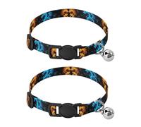 Dragons Flames Yellow Blue Kitten Collar 2 Pack Dog Collars for Small Dogs Adjustable Length 10.6" to 17.1"