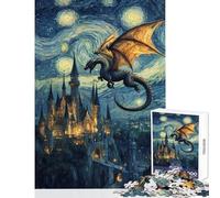 Dragon's Flight Over Castle Puzzles for Adults 1000 Piece Secret Santa Gifts Suitable for Couples Home Decoration Toys for 14+ Puzzle Game Offered size 38x26cm
