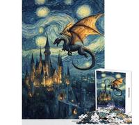 Dragon's Flight Over Castle Puzzles for Adults 1000 Puzzles Art Work Gifts Analysis And Logic Anti-Stress Toys Suitable for People Aged 14 And Above size 50x75cm