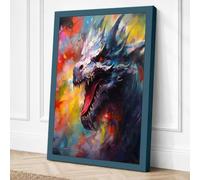 Dragon's Fury Expressionism Canvas Wall Art Print 30x20 Inch
