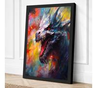 Dragon's Fury Expressionism Canvas Wall Art Print 30x20 Inch (76 x 51 cm)