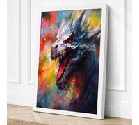 Dragon's Fury Expressionism Canvas Wall Art Print 36x24 Inch