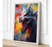 Dragon's Fury Expressionism Canvas Wall Art Print 36x24 Inch