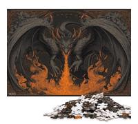 Dragon's Fury Fiery Wrath Wooden Puzzles 500 Piece Jigsaw Puzzles for Adults Educational Game Challenge Toy Christmas Eve Gifts 500pcs (52x38cm)