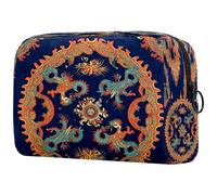 Dragons Intertwined in a Circular Cosmetic Bag for Women, Travel Toiletries Bags Large Makeup Handy Pouch Organiser Bag with Zipper