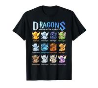 Dragons Masters of The Element Chart - Fantasy Dragon Types T-Shirt