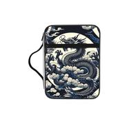 Dragons-Power-Asian-Cluture Bible Cover Case with Handle, Water-Resistant Oxford Fabric Bible Bag Organizer with Zipper Pockets for Church