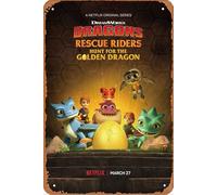 Dragons: Rescue Riders: Hunt for the Golden Dragon 2020 Film Plaque Poster Metal Tin Sign 8" x 12" Vintage Retro Wall Decor