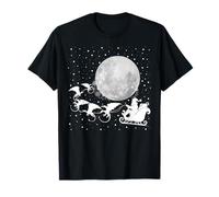 Dragons Riding Santa Sleigh & Moon Merry Christmas Boys Kids T-Shirt