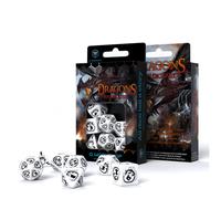 Dragons RPG Dice Set White And Black Role Playing Games Q-Workshop DND Roll NEW