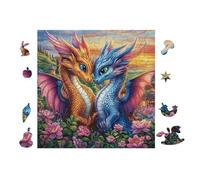 Dragons with Rainbow Wings 100 Piece Count Premium Jigsaw Puzzle Teen Fans 14-18 Yrs Ultra Difficult Leisure Adventure Valentines Creativity & Gift Giving 28x28cm