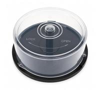 DragonTrading CD DVD Blu-ray Disc Cake Box - Clear Plastic Storage Tub - Holds 25 Discs - Polypropylene Spindle Case with Secure Twist Lock Lid - Space Saving Media Storage for CD DVD Blu-ray (1)