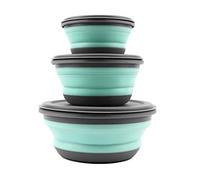 DragonX2 Camping Foldable Silicone Bowl Camping Foldable Bowl Set with Lid 3 PCS Salad Lunch Box for Outdoor Camping Hiking Outdoor Collapsible Silicone Bowl Set,Pet Camping Collapsible Bowl