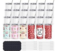 Draheri 24 Pack 12 Oz Sublimation Tumblers Bulk, Sublimation Cup for Kids