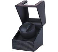DRAIGERWAY Automatic Watch Winder Box Single Watch Winder PU Leather Watch Case with Quiet Motor Battery Operation or Power Supply for Automatic Watches, Carbon Fibre, Classic or Minimalist
