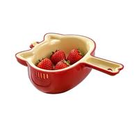 Drain Basket Fruit, Cat Shaped Basin, Practical Double Layer Aid, Functional Kitchen Supply, Portable Ergonomic Handle Gear, for Strawberries Tomatoes Grapes Lettuce Home Restaurant Daily Routine