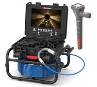 Drain Camera 50m and 512Hz Pipe Locator Set, Sanyipace Video & Voice Sewer Inspection Camera with 512Hz Transmitter & Self-Leveling, 9" HD Pipe Industrial Endoscope with Distance Counter, 5X Zoom