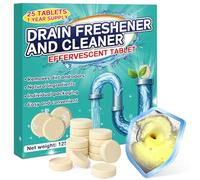 Drain Cleaner for Bad Smells, Sink Deodorizer 25 Tablets for Kitchen, Bathroom, Shower and Garbage Disposal, Eliminates Bad Odors, Grease and Grime, Fresh Scent, Safe for Pipes and Septic Tanks