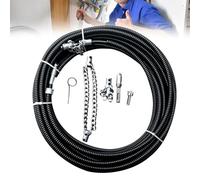 Drain Cleaning Cable, Sewer Descaling Chain, 8mm (1/4") Heavy Duty Drain Clog Remover Tools, Flexible Push Snake Cable for PVC Pipes, Toilets, Traps (Black 5Meter)