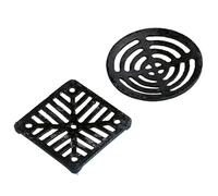 Drain Cover Cast Iron Square Dish Round Gully Grid Grate Heavy Duty Black Outside for Homes (Round Dish 6" Inches)