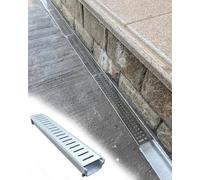 Drain Cover Stainless Steel Grate Cover and Plastic Base, Yard Driveway Paver Patio Fence Line Channel Board, Storm Rainwater Sidewalk Floor Drain Kit(60x10x10cm/23.6x3.9x3.9in)