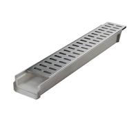 Drain Covers Outdoor U Shape Trench Drain Kit 60cm Long, Channel Drains Outdoor with Metal Grate, Linear Drainage Strainers for Yard Garage Deck, Resin Gutter(W10cm(4") xH6cm(2 3/8"))