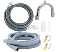 Drain Hose Extension Kit, 2.5m Washing Machine Hose + 3.5m Cold Water Inlet Pipe with Connector and Clamps for Dishwashers Washing Machines (2.5M+3.5M)