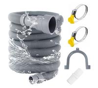 Drain Hose for Washing Machine, 3M Drain Hose Extension, Dishwasher Drain Hose, with 1 Fitting and 2 Clamps, for Washing Machine, Dishwasher