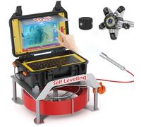 Drain Inspection Camera 50M, Sanyipace Sewer Camera with 10-inch Touch Screen, Wireless Keyboard and HD IP68 Waterproof Pipe Endoscope, Image Self-leveling Drainage with 512HZ Transmitter