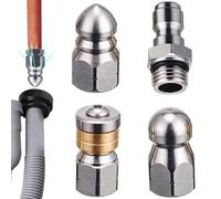 Drain Jetter Nozzle - Pipe Cleaning Head, Sewer Spray | High Power Stainless Steel Cleaning Nozzle, Water Spray Blockage Remover for Pipes Sinks Plumbing Bathrooms Kitchens Drains Pipelines
