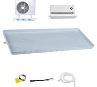 Drain Pan Drip Tray With Tubing For Central Air Conditioning Window Conditioner Condensate Portable Suitable Split，Large Plastic AC Drip Pan with Drain Kit - 36x18in Water Tray for Window Ai