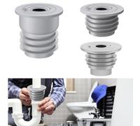 Drain Pipe Cover, 3 Pcs Silicone Seal Plugs for Washing Machine Drain, Bath Plug Cover for Kitchen Sink and Bathroom, Universal Fit for 35-65mm Pipes, Grey