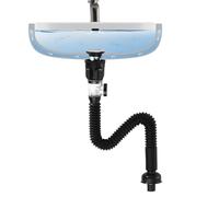 Drain Pipe Kit with Overflow for Sink Drain, KEOKBON Siphon Sink Drain Fitting with Pop-Up Filter, Drain Plug and Drain Hose 30-100 cm, Odour-Proof and Flexible, Chrome