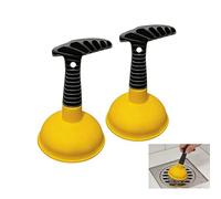 Drain Plunger Set of 2 Sink Plunger with Rubber Ring for Kitchen Bathroom Floor Drain Sink Toilet Shower Hair Clog Remover Compact Handheld for Stubborn Blockages (Yellow)