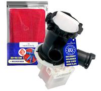 Drain Pump for Washing Machine 30W 230V 50HZ 0,2A with Original Code 00145897 145897 00146083 146083 for Bosch for Siemens - Complete with Microfibre Cloth - MADE IN EU - Warranty 10 Years - MONTERAL