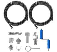 Drain Snake 2x3m Pipe Cleaner Spiral with 6 Cutting Heads, Manual & Electric Adapter, Heavy-Duty 12mm Drain Unblocker Auger Tool for Kitchen Sinks, Bathroom Drainage, Toilet & Sewer Pipe Cleaning