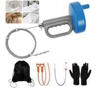 Drain Snake 33Ft with Gloves,Flexible Plumbing Snake Drain Auger Clog Remover Tool for Hair,Heavy Duty Drain Unclogger for Kitchen Sink, Plumbers Snakes for unclogging Bathroom Shower, Bathtub Toilet