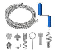 Drain Snake 3m Pipe Cleaner Tool, 12mm Spiral Drain Unblocker with 6 Cutting Heads & Adapter for Sink, Bathroom and Kitchen